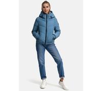 MARIKOO Damen Winterjacke (XS-XXL) - Abnehmbare Kapuze, hoher Kragen, 4 Taschen, leichte Steppjacke, Warme Jacke Frauen - N002 (S, P-Blue)