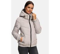 MARIKOO Damen Winterjacke (XS-XXL) - Abnehmbare Kapuze, hoher Kragen, 4 Taschen, leichte Steppjacke, Warme Jacke Frauen - N002 (S, L-Grey)