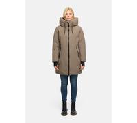 Winterjacke MARIKOO "Polarhäschen", Damen, Gr. L, beige (stone braun), Obermaterial: 92% Nylon, 8% Elasthan, Jacken Winterjacke, Wintermantel mit Kapuze, Stehkragen, taillierte Rückenpartie (53446846-