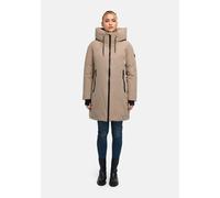 Winterjacke MARIKOO "Polarhäschen", Damen, Gr. M, beige (fango), Obermaterial: 92% Nylon, 8% Elasthan, Jacken Winterjacke, Wintermantel mit Kapuze, Stehkragen, taillierte Rückenpartie (14690957-M) fan