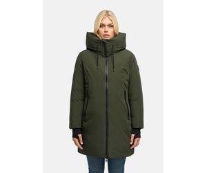 Winterjacke MARIKOO "Polarhäschen", Damen, Gr. S, grün (schwarz olive), Obermaterial: 92% Nylon, 8% Elasthan, Jacken Winterjacke, Wintermantel mit Kapuze, Stehkragen, taillierte Rückenpartie (63526608