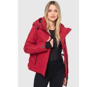 MARIKOO Winterjacke Damen (XS-3XL) - Wasserabweisend, Warm, Kapuze abnehmbar, Winddicht - Steppjacke, Frauen - Stehkragen, 4 Taschen, verlängerter Zipper - Dark Red XS