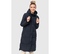 MARIKOO Damen Winterjacke lang Winter Stepp Jacke Mantel Steppjacke warm gefüttert B968 [B968-Soran-Navy-Gr.S]