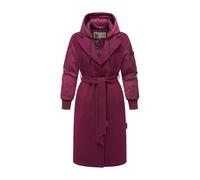 MARIKOO Damen Winterjacke (XS-3XL) - Wickelmantel, Taillierungsband, Kapuze über Knöpfe abnehmbar, Warme Jacke Frauen - N016 (M, Wine)