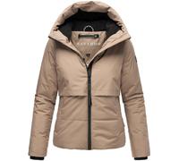 Navahoo Damen Winterjacke warme Steppjacke aus recyceltem Material mit Fleece-Innenfutter und Kapuze Liebesküken XIV Taupe Grey Gr. S