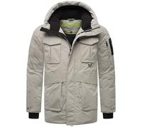 STONE HARBOUR Herren warme Kurze Winterjacke wasserdicht mit magnetischer Abdeckleiste und Verstellbarer Kapuze Edriik XX Silver Grey Gr. L