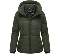 Navahoo Damen Winterjacke warme Steppjacke mit großer Kapuze Flüsterfee 14 Dark Olive Gr. L