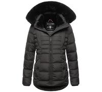 Navahoo Damen Winterjacke (XS-XXL) - Kapuze & Fell abnehmbar, Wasserabweisend - Steppjacke, Warme Jacke Frauen, Teddyfell innen - B992 (L, Schwarz)