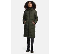 Navahoo Damen Winterjacke (XS-3XL) - Wasserabweisend, zum Teil mit Teddyfell, 4 Taschen, Steppmantel mit Kapuze, Warme Jacke Frauen - N009 (XL, Olive)