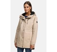Navahoo Damen Winterjacke (XS-3XL) - 100% Baumwolle Obermaterial, Kapuze mit Kordelzug, Taillierungsband, Warme Jacke Frauen - N038 (3XL, Beige)
