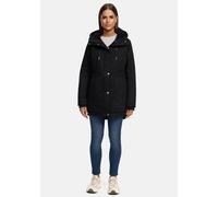 Navahoo Damen Winterjacke (XS-3XL) - 100% Baumwolle Obermaterial, Kapuze mit Kordelzug, Taillierungsband, Warme Jacke Frauen - N038 (L, Schwarz)