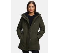 Navahoo Damen Winterjacke (XS-3XL) - 100% Baumwolle Obermaterial, Kapuze mit Kordelzug, Taillierungsband, Warme Jacke Frauen - N038 (S, Olive)