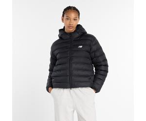 Winterjacke NEW BALANCE "Puffer Jacket BLACK", Damen, Gr. S, schwarz (schwarz (001)), Obermaterial: 100% Polyester, Jacken Winterjacke, mit 2-Wege-Reißverschluss, mit Reißverschlusstaschen, mit Kapuze