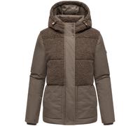 MARIKOO Damen Winterjacke (XS-3XL) - mit Teddyfleece und fester Kapuze - N095 - StoneBrown Größe M - Gr.M