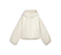 Winterjacke PUMA "Wardrobe Essentials Shiny Wattierte Kapuzenjacke Damen", Damen, Gr. XS, alpine snow weiß, Obermaterial: 100% Polyester; Futter: 100% Polyester; Füllung: 100% Polyester; Seitentasche 