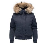 Ragwear Damen warme Winterjacke wasserdichte Bomberjacke mit großer Kapuze und (abnehmbarem) Kunstfell Deluxia YOUMODO Navy Gr. XS
