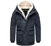 STONE HARBOUR Herren Winterjacke warme Steppjacke mit Kapuze und flauschigem Kunstfell-Einsatz Lauroo XX Navy Gr. M