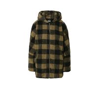 Winterjacke URBAN CLASSICS "Urban Classics Damen Ladies Hooded Oversized Check Sherpa Jacket", Damen, Gr. 4XL, softtaupe, schwarz, 100% Polyester, kariert, oversize, ohne Ausschnitt, Jacken Winterjack