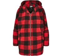 Winterjacke URBAN CLASSICS "Urban Classics Damen Ladies Hooded Oversized Check Sherpa Jacket" 4XL, firered, black Herren Jacken 4XL firered, black