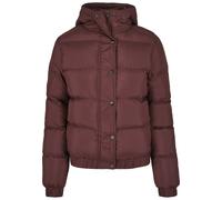 Winterjacke URBAN CLASSICS "Urban Classics Damen Ladies Hooded Puffer Jacket", Damen, Gr. S, braun (cherry), 100% Polyester, unifarben, normal, ohne Ausschnitt, Jacken Winterjacke (42505545-S) cherry