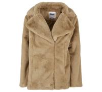 Winterjacke URBAN CLASSICS "Urban Classics Damen Ladies Lapel Teddy Jacket", Damen, Gr. M, beige (unionbeige), 100% Polyester, unifarben, oversize, amerikanischer Ausschnitt, Jacken Winterjacke (22020