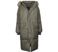 Winterjacke URBAN CLASSICS "Urban Classics Damen Ladies Oversize Faux Fur Puffer Coat", Damen, Gr. L, grün (schwarzolive, beige), 100% Polyester, unifarben, oversize, ohne Ausschnitt, Jacken Winterjac