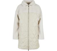 Winterjacke URBAN CLASSICS "Urban Classics Damen Ladies Oversized Sherpa Quilted Coat", Damen, Gr. 4XL, beige (softseagrass, sandweiß), 100% Polyester, unifarben, oversize, amerikanischer Ausschnitt,