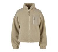 Winterjacke URBAN CLASSICS "Urban Classics Damen Ladies Sherpa Mix Jacket", Damen, Gr. 5XL, beige (wetsand), 100% Polyester, unifarben, oversize, ohne Ausschnitt, Jacken Winterjacke (48913137-5XL) wet