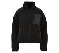 Winterjacke URBAN CLASSICS "Urban Classics Damen Ladies Sherpa Mix Jacket", Damen, Gr. L, schwarz, 100% Polyester, unifarben, oversize, ohne Ausschnitt, Jacken Winterjacke (51229706-L) schwarz