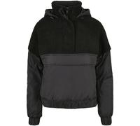 Winterjacke URBAN CLASSICS "Urban Classics Damen Ladies Sherpa Mix Pull Over Jacket", Damen, Gr. 3XL, schwarz, schwarz, 100% Polyamid, unifarben, oversize, ohne Ausschnitt, Jacken Winterjacke (6229475