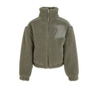 Winterjacke URBAN CLASSICS "Urban Classics Girls Sherpa Mix Jacket", Mädchen, Gr. 110/116, grün (palegrün), 100% Polyester, unifarben, normal, amerikanischer Ausschnitt, Jacken Winterjacke (50781438-1