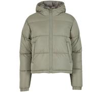 Winterjacke URBAN CLASSICS "Urban Classics Ladies Peached Puffer Jacket With Hood", Damen, Gr. 3XL, paleolive, 100% Polyester, unifarben, normal, ohne Ausschnitt, Jacken Winterjacke (30678866-XXXL) pa