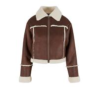 Winterjacke URBAN CLASSICS "Urban Classics Ladies Shearling Jacket", Damen, Gr. 3XL, braun, sandweiß, 100% Polyester, unifarben, normal, ohne Ausschnitt, Jacken Winterjacke (20450813-XXXL) braun, sand
