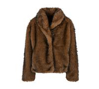 Winterjacke URBAN CLASSICS "Urban Classics Ladies Short Faux Fur Jacket", Damen, Gr. XS, braun (braun, schwarz), 100% Polyester, unifarben, oversize, amerikanischer Ausschnitt, Jacken Winterjacke (501