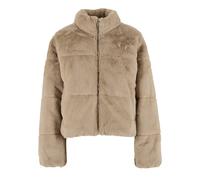 Winterjacke URBAN CLASSICS "Urban Classics Ladies Short Faux Fur Puffer Jacket", Damen, Gr. L, wetsand, 100% Polyester, unifarben, oversize, hoch geschlossener Ausschnitt, Jacken Winterjacke (31116509