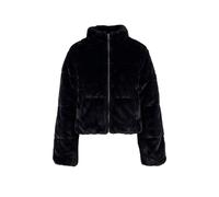 Winterjacke URBAN CLASSICS "Urban Classics Ladies Short Faux Fur Puffer Jacket", Damen, Gr. L, schwarz, 100% Polyester, unifarben, oversize, hoch geschlossener Ausschnitt, Jacken Winterjacke (63440214