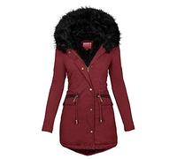 Winterjacken für Damen Große Größen Mantel Winter Elegant Lang Coat Wintermantel Dicker Warm Winddicht Wasserdicht Reißverschluss Winterparka mit Kapuze Einfarbig Parka Übergangsjacke Windbreaker