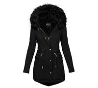 Winterjacken für Damen Große Größen Mantel Winter Elegant Lang Coat Wintermantel Dicker Warm Winddicht Wasserdicht Reißverschluss Winterparka mit Kapuze Einfarbig Parka Übergangsjacke Windbreaker