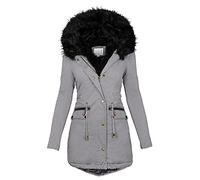 Winterjacken für Damen Große Größen Mantel Winter Elegant Lang Coat Wintermantel Dicker Warm Winddicht Wasserdicht Reißverschluss Winterparka mit Kapuze Einfarbig Parka Übergangsjacke Windbreaker