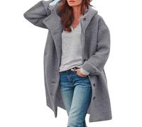 Winterjacken Für Damen Lang Wolle - Damen Jacke Herbst Lang-Wolljacke Elegant Übergangsjacken Warm Große Größen Wollmantel Mit Kapuze Plüschjacke Fleece-Wintermantel Winter Übergang-Mantel Trenchcoat