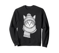 Winterkatze mit Strickmütze und gewebtem Schal Sweatshirt