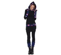 Winterkleid Damen Langarm Hoodie Kleid Kapuzenkleid Winter Jerseykleid Fleece figurbetontes Kleid DREI Elfen, schwarz Navy pink Lady XXL, Ballonkleid