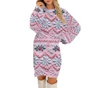 Winterkleid Damen Weihnachtskleid Pullover Kleider Weihnachtskostüm Partykleid Silvester Kleid Weihnachtskleider Pulloverkleid A Linien Weihnachten Winterkleider Weihnachts Weihnachtspullover