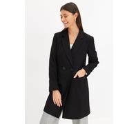 Wintermantel BONPRIX, Damen, Gr. 40, schwarz, Web, Obermaterial: 66% Polyester, 33% Viskose, 1% Elasthan. Futter: 100% Polyester, loose fit ca. Mitte Oberschenkel, V-Ausschnitt, Mäntel Wintermantel, a