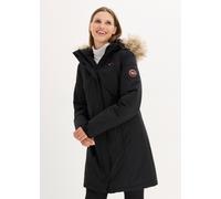 Wintermantel BONPRIX, Damen, Gr. 48, schwarz, Obermaterial: 100% Polyester. Futter: 100% Polyester. Wattierung: 100% Polyester, A-Linie, Mäntel Wintermantel, mit abnehmbarer Kapuze und Fell, mit Innen