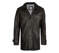 Wintermantel BUGATTI "BUPAOLO", Herren, Gr. 54, schwarz, Obermaterial: 100% Lammleder LEL. Futter: 50% Baumwolle CO. 50% Polyester PES., slim fit, V-Ausschnitt, Mäntel Wintermantel, mit Reverskragen (