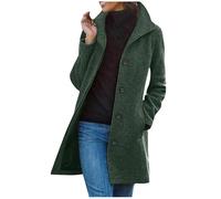 Wintermantel Damen Elegant Wollmantel Lang Trenchcoat Langarm Revers Winterjacke Windbreaker Einreihe Strickjacke Jacke Einfarbig Winter Übergangsjacke Warme Wolljacke Mantel Windjacke Große Größen