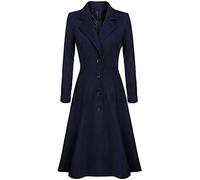 Wintermantel Damen Lang Elegant Wollmantel Damen Winter Mantel Frauen A-Linie Winterjacke Damen Warm Wintercoat Revers Parka Mit Knöpfen Coat Winddichter Trenchcoat Tweed Jacke Outwear