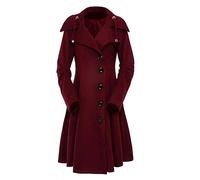 Wintermantel Damen Lang Elegant Wollmantel Winter Mit Kapuze Mantel A-Linie Trenchcoat Frauen Einfarbig Tweed Jacke Winterjacke Warm Coat Übergangsjacke Dicke Wintercoat Winddicht Outwear
