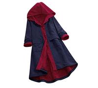 Wintermantel Damen Lang Mit Kapuze Winterjacke Damen Warm Gefüttert Fleece Cordjacke Damen Mit Knöpfen Mantel Damen Winter Dicke Cord Jacke Frauen Mit Taschen Übergangsjacke Teddyfutter